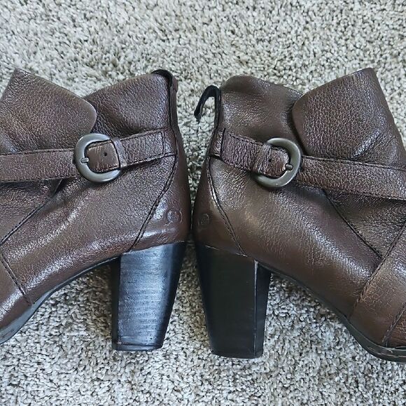 Born Dark Brown Leather Heeled Boots 11 - Picture 4 of 9
